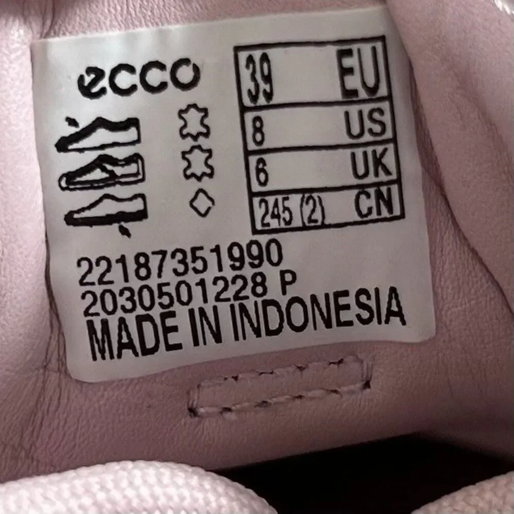 ECCO Flexure T-Cap Low Woman’s Size 39 White Rose Pink Leather Shoes No Insoles